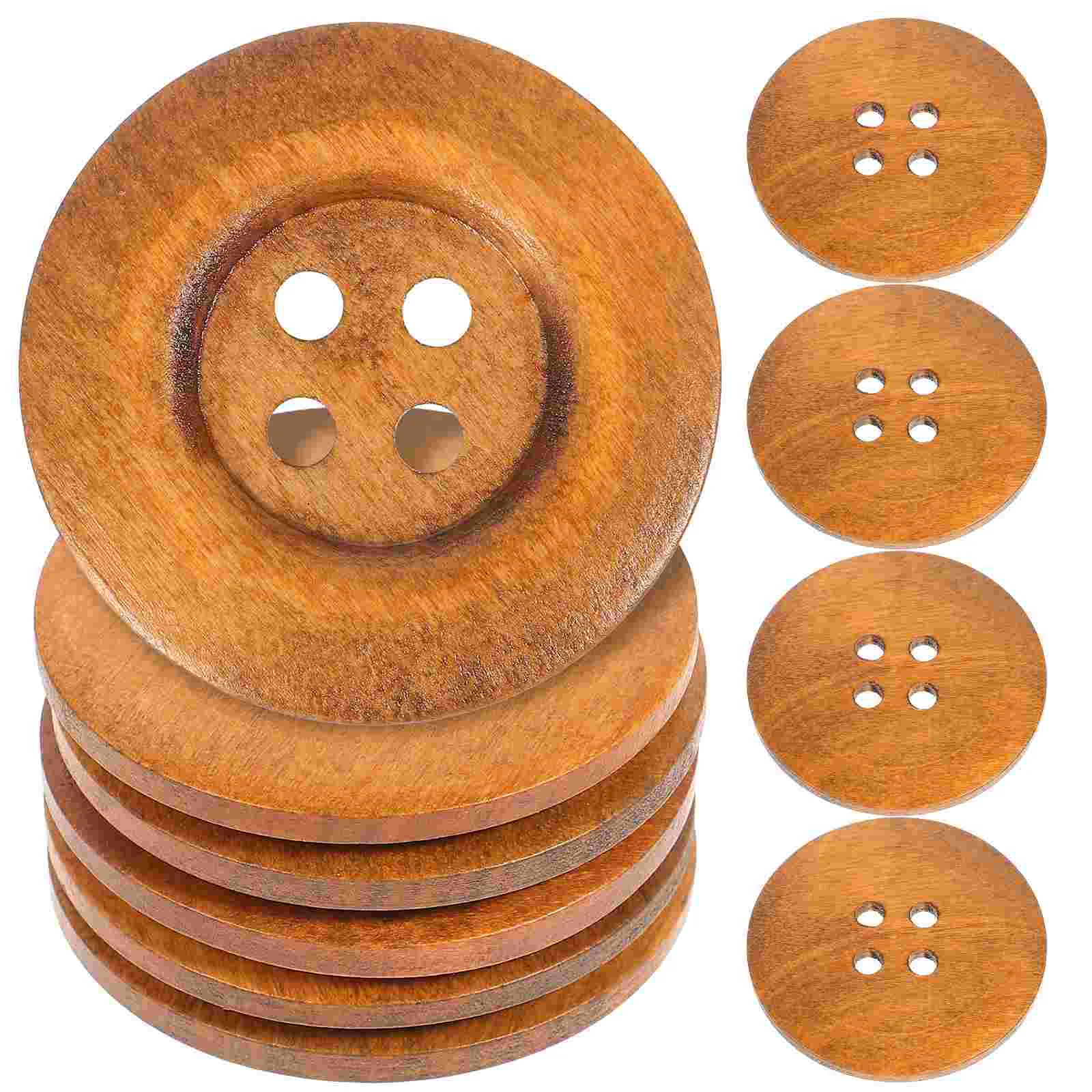 10PCS 50MM Wooden Round Solid Buttons Solid Pattern Wooden Buttons Craft Snaps for Sewing Knitting Scrapbooking