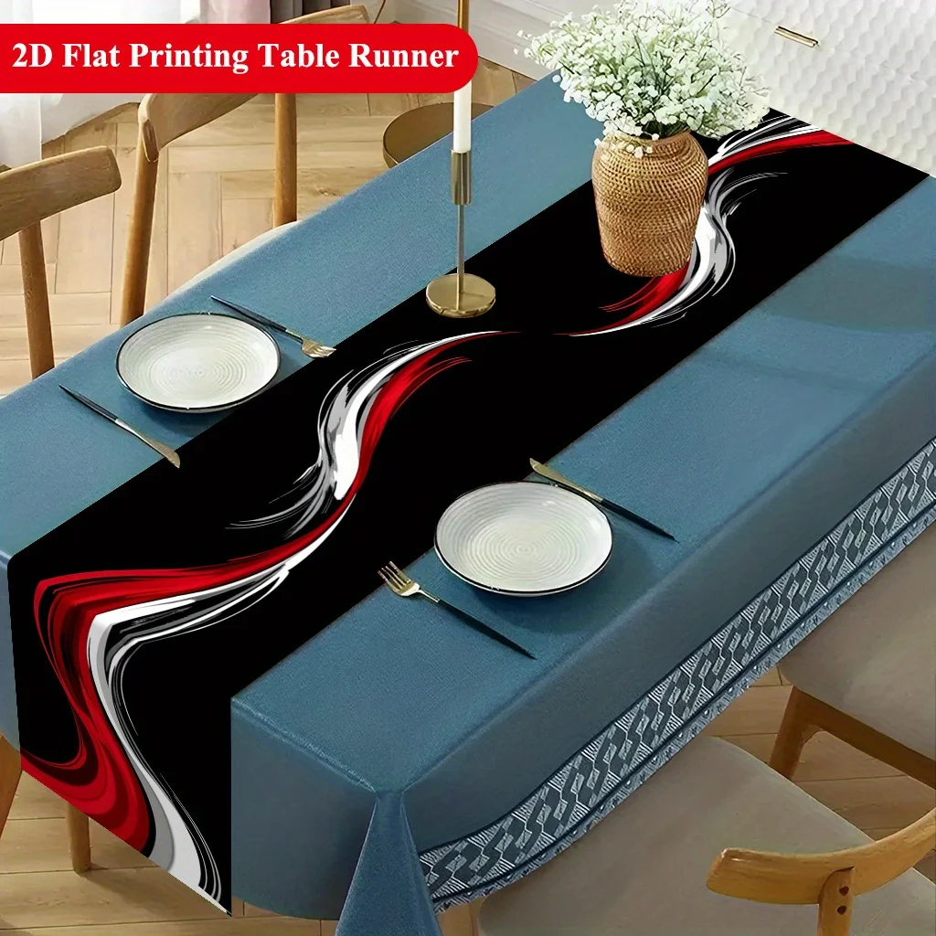 2D‑Printed Flowing Color Wave Table Runner, Decor for Dining Table, Coffee‑Table, Gatherings, Indoor‑Outdoor Parties