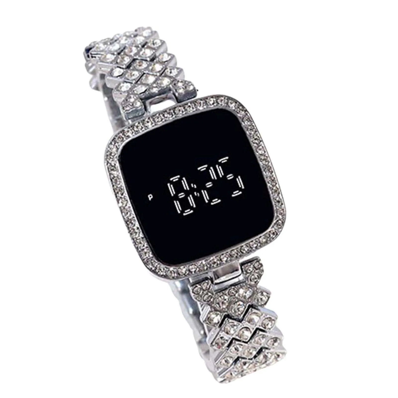 

Women's Crystal Bracelet Watch Easy to Read Square Dial Touch Screen Wristwatch for Girlfriend Birthday Gift