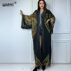 WINYI 2025 summer kimono Africa dress beach cover up Cardigan boho maxi coat abayas new print kaftan dresses beach wear women