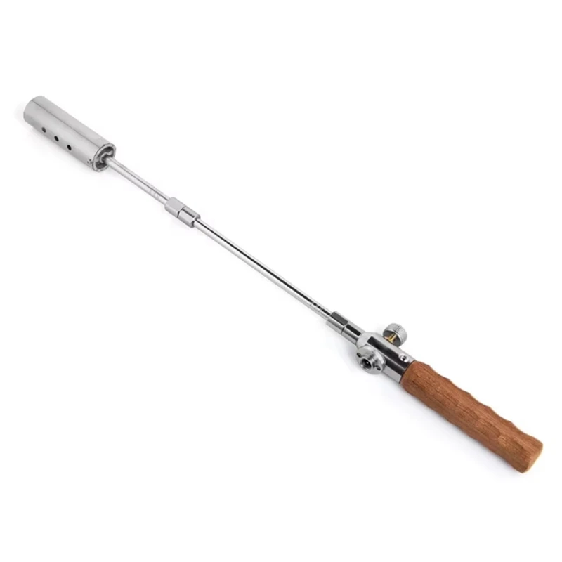 DT16 Adjustable Propane Flame Torch 3-Section Detachable Burner for Camping BBQ Welding Cooking with Wooden Handle