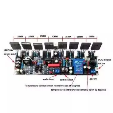 400W original mono 2SC5200 + 2SA1943 DC20V-90V power amplifier board with horn protection