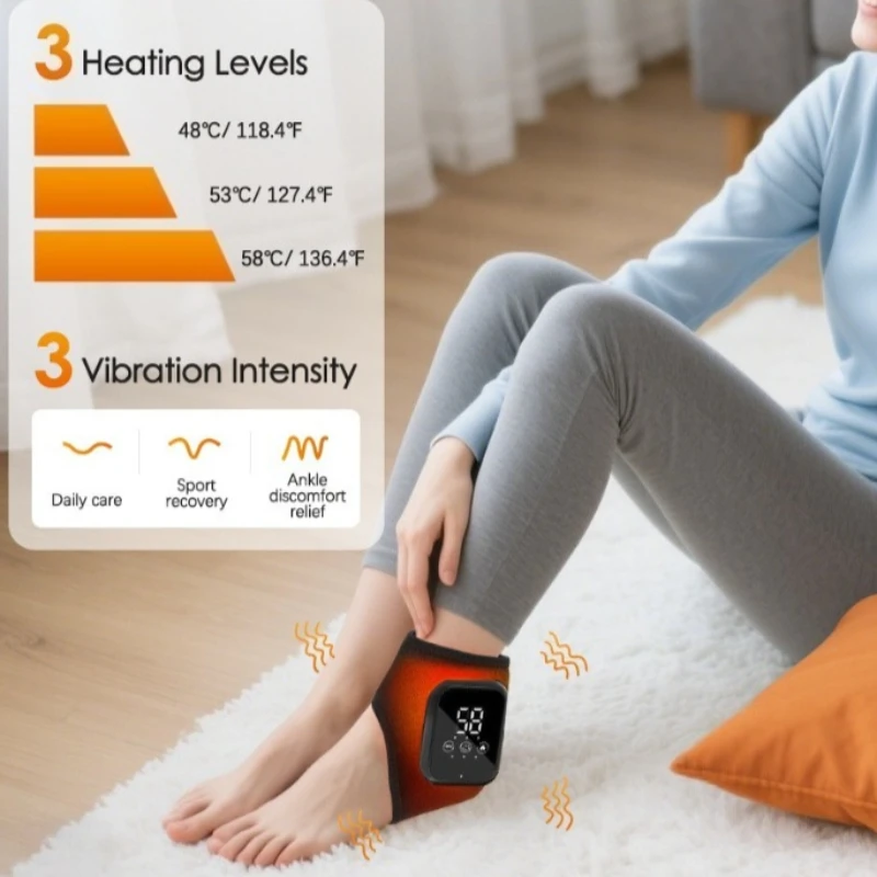 Electric Ankle Massager Low Frequency Ankle Temperature Massager Joint Sprain Massage Strap Physiotherapy Foot Therapy Device