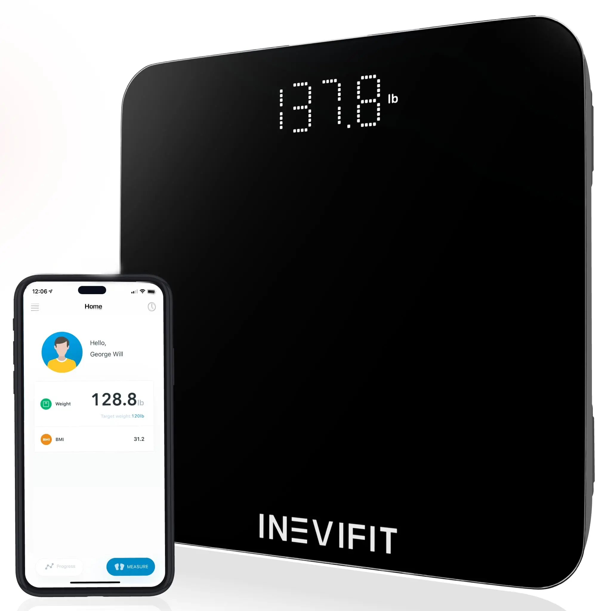 Digital Body Weight Scale with BMI, Bluetooth Step-On Technology for Fitness & Home