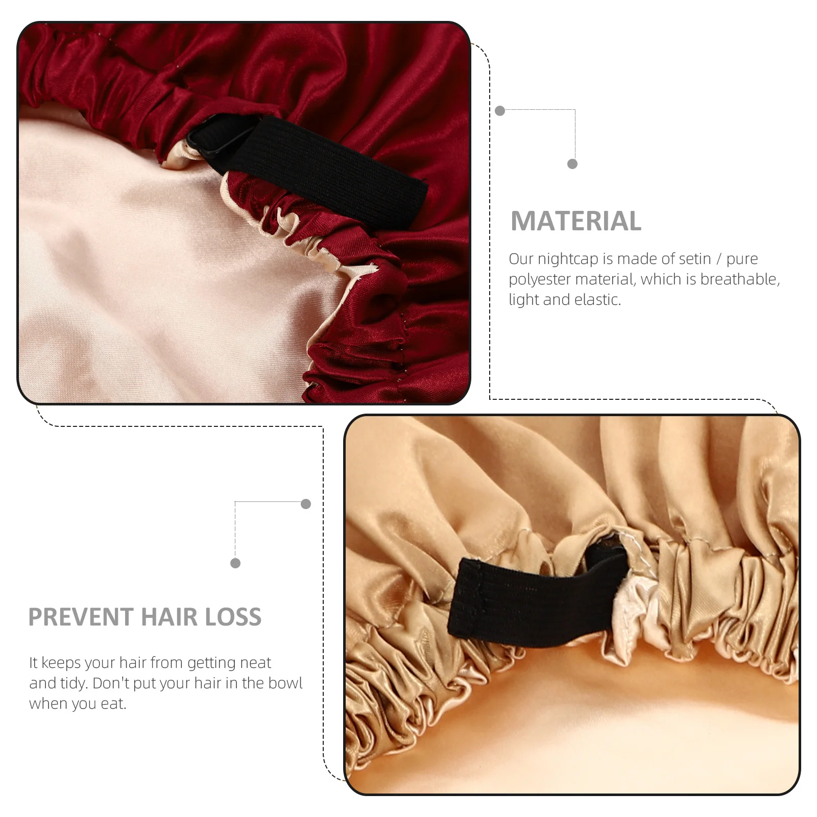 

2Pcs Elastic Satin Sleeping Hats Comfortable Night Bonnet Hair Protector for Women Adults Long Hair Sleeping Hat