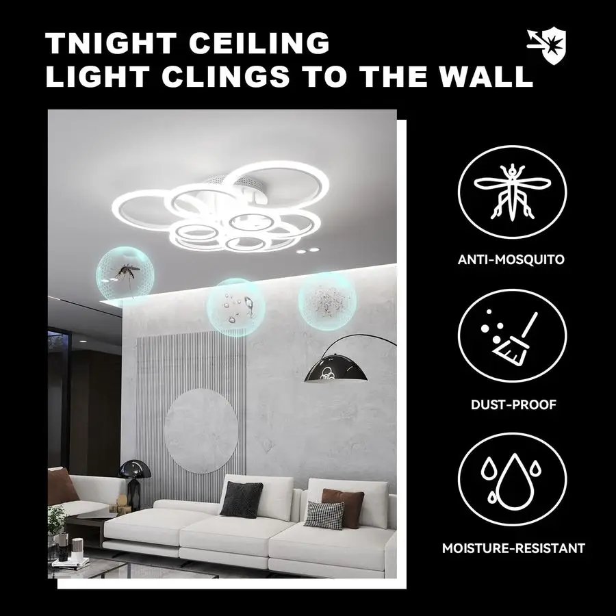 Светодиодный потолочный светильник, 9-кольцевой потолочный светильник для скрытого монтажа, Lampara de Techo con Control Remoto y App, 2800K7000K с регулируемой яркостью, 120