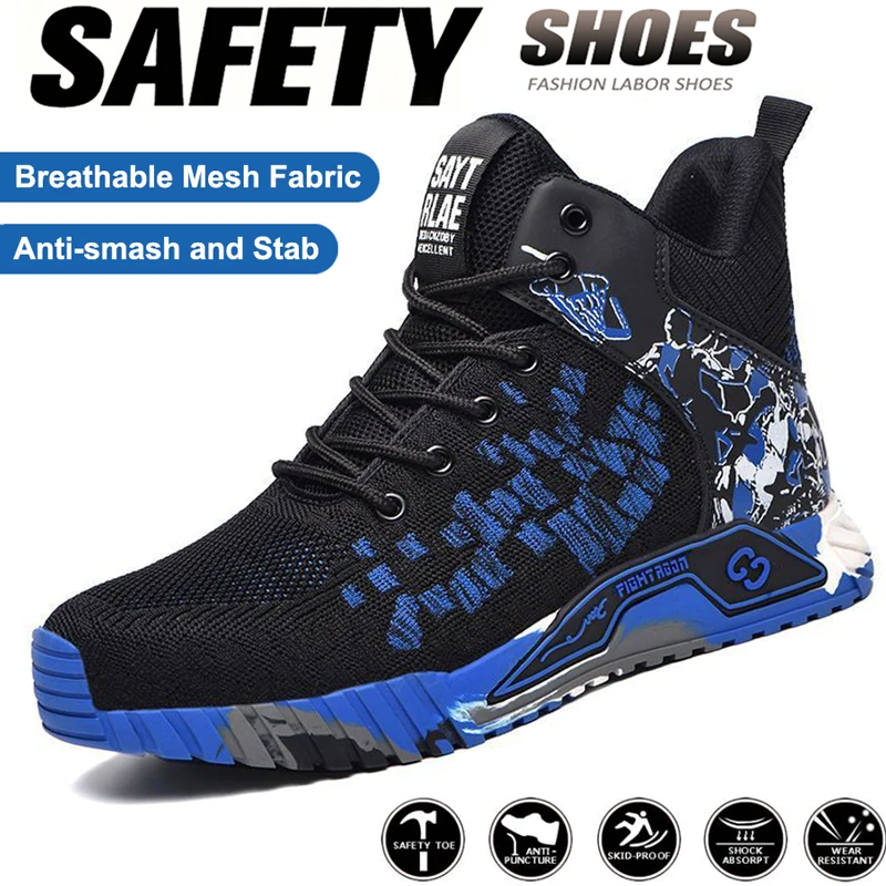 Anti-smash Anti-puncture function Work Shoes Mining boots Fashion Safety Protective Shoes Men Steel Toe Safety Shoes Comfortable
