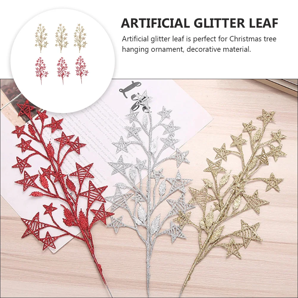 

6 PCS Five-pointed Star Decoration Pendant Simulated Leaf Decors Crafts Xmas Tree Leaves Exquisite Autumn