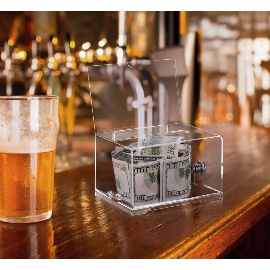 صندوق تجميع بطاقات العمل مع قفل مدمج، لون شفاف، 12 عبوة #6