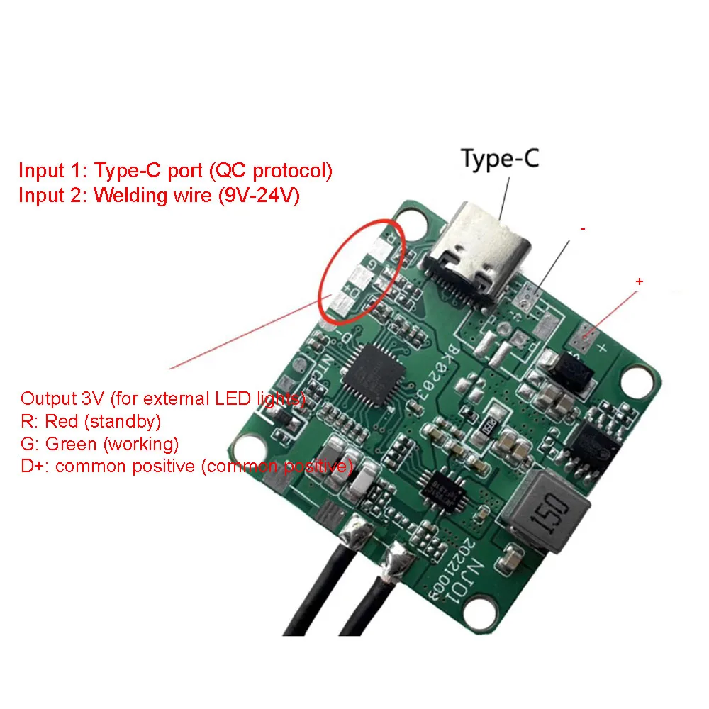 Imagem -02 - Módulo Transmissor de Carregamento Rápido sem Fio qi Tipo-c Usb Power Bobina de Carro Samsung Huawei Iphone 20w 5v 12v 15w 10w 5w