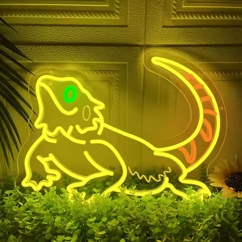 Vibrant Lizard Design LED Neon Sign Yellow Green Glow for Home Bar Party Decoration Tropical Theme Wall Art Unique Gift Idea