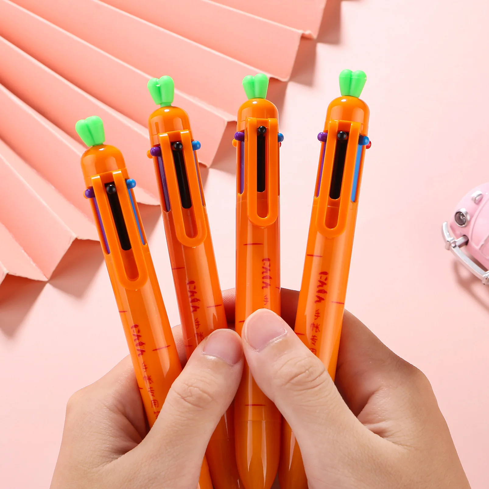 Cartoon Carrot Shape 6 in 1 color multi function ballpoint pen 0.5mm multi-color Ink pens Back to School stationery Supplies