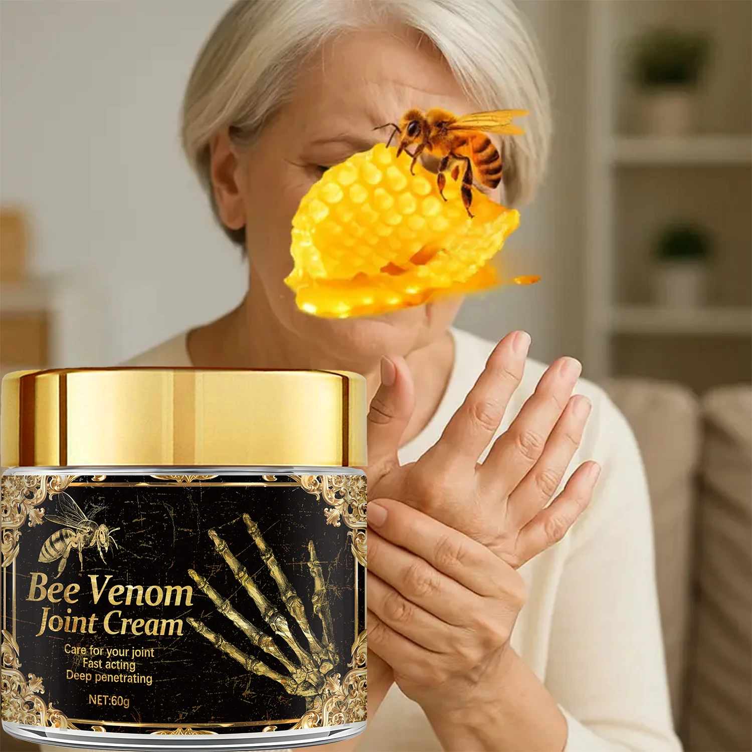 كريم مفاصل بسم النحل مع الريتينول وحمض الهيالورونيك - ترطيب عميق وعناية موجهة، يغذي وينعم البشرة للعناية في الخريف والشتاء #1