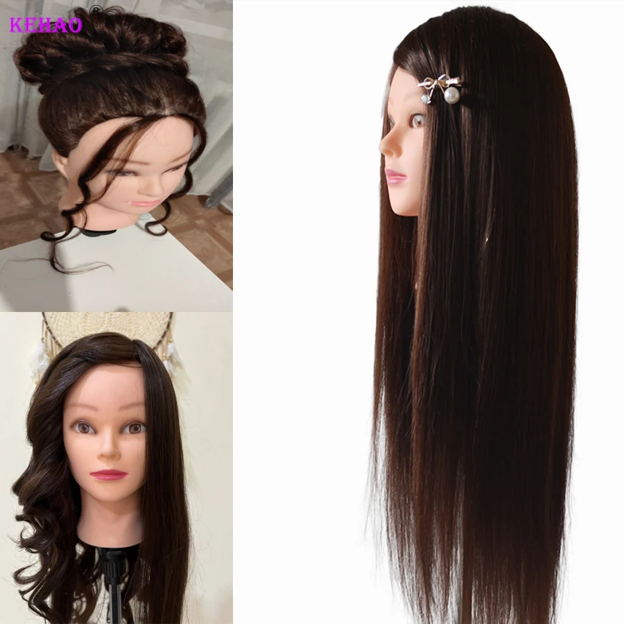 tete a coiffer professionnelle mannequin pour la pratique de la coiffure, 85% vrais cheveux, tête de beurre, formation professionnelle, coiffage, chaud, boucle, fer à lisser