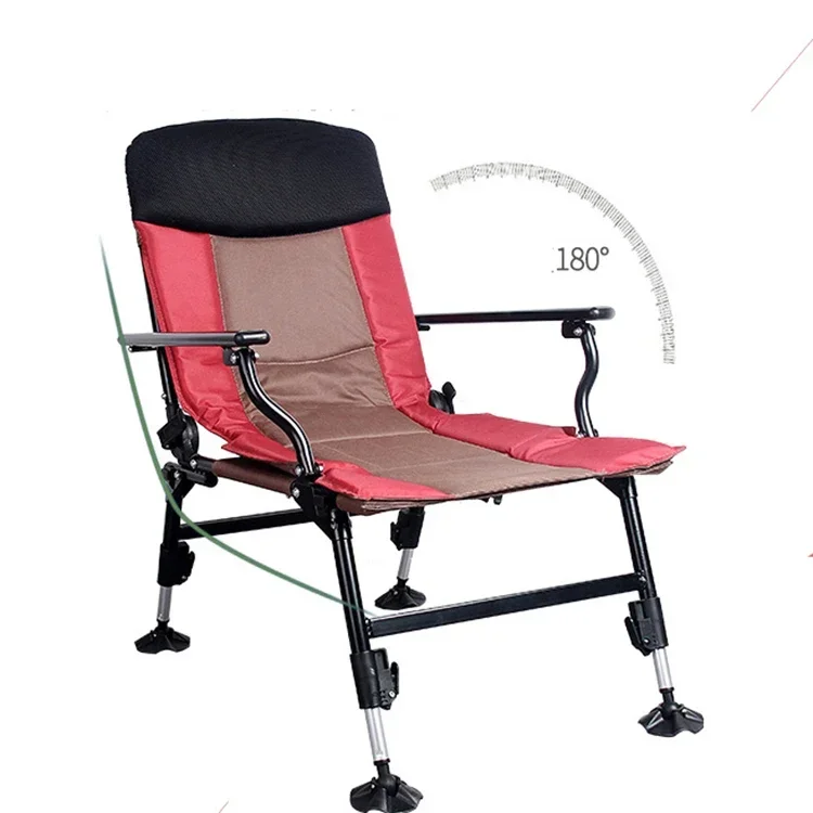 Chaise pliante inclinable avec pieds réglables, chaise de camping, pêche à la carpe en plein air, offre spéciale