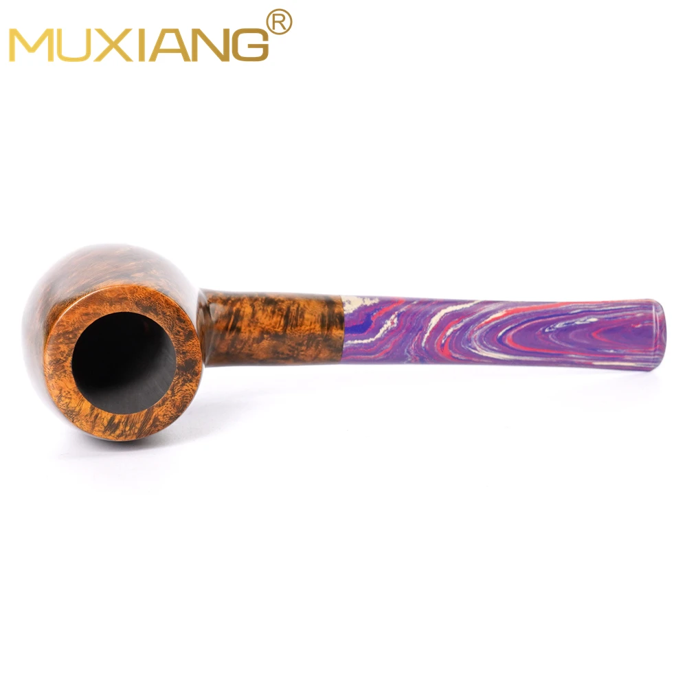 MUXIANG Handmade Briar Tobacco Pipe Straight Handle Portable Detachable Pipe Freestyle Father's Gift