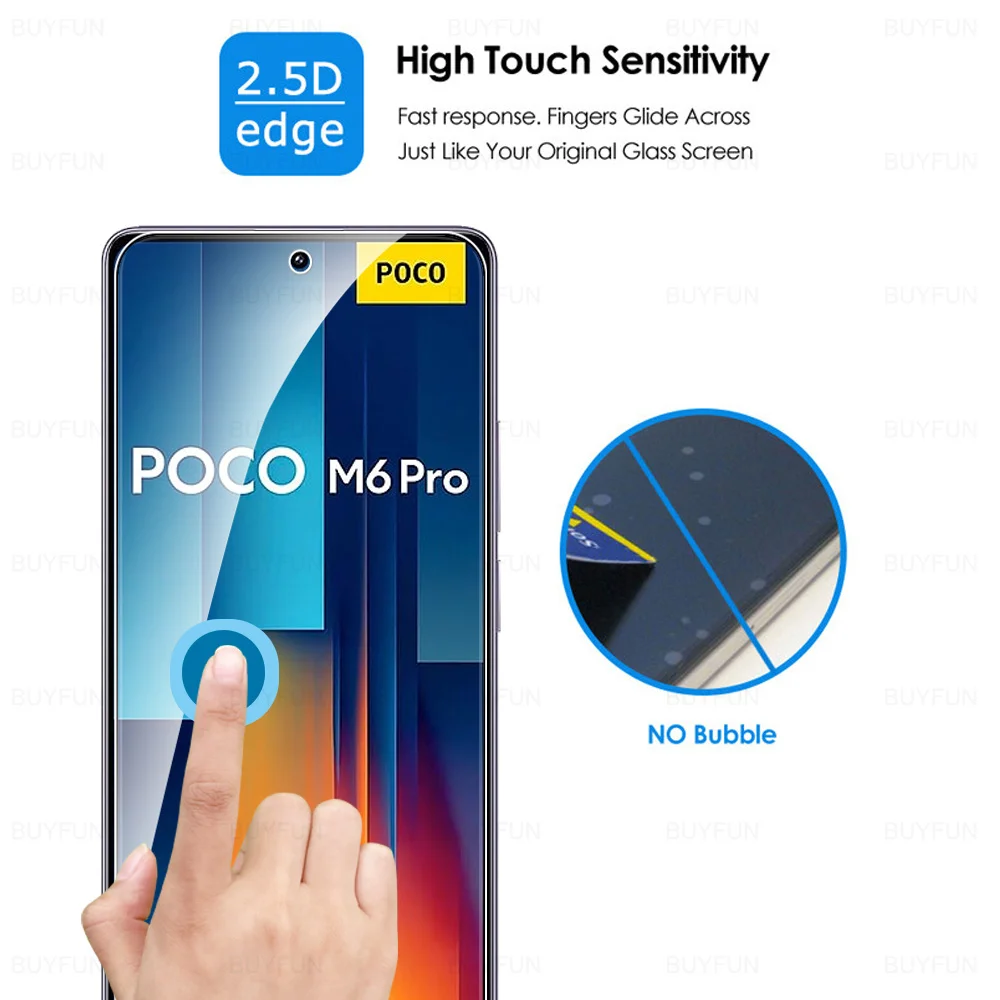 2 szt. Szkło 9H do Xiaomi Poco M6 Pro 4G hartowane szkło ochronne PocoM6Pro PocoM6 M 6 Pro Pofo Poxo małe M6Pro 6.67 cal