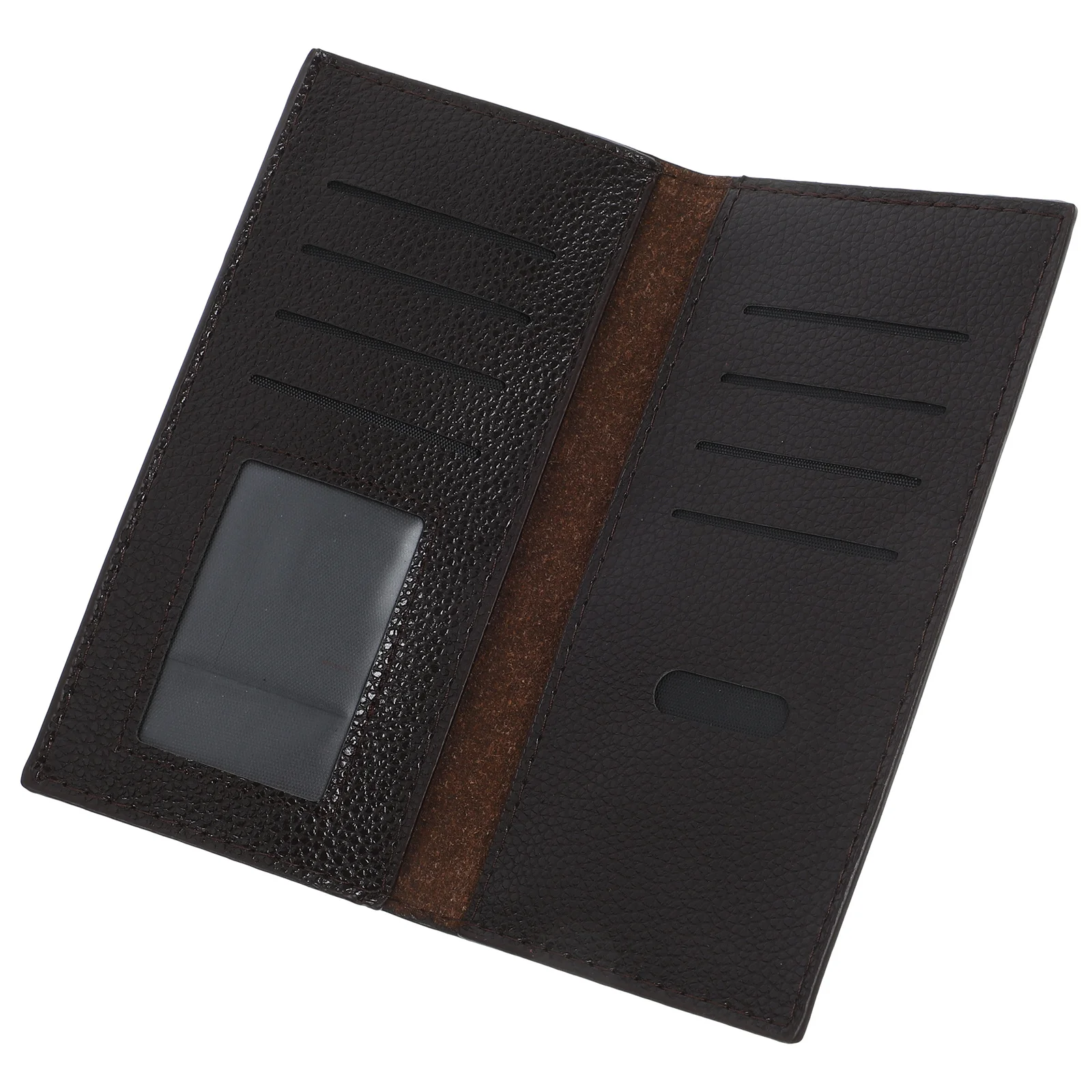 

Men's PU Long Wallet Brown Style High Capacity Checkbook Cards Cash Key Slots Mens PU Long