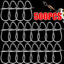 100/500 Uds calabaza de acero inoxidable Snap seguridad Clip rápido Pin de bloqueo fuerte tracción anticorrosión aparejos de señuelo de pesca herramienta de conector