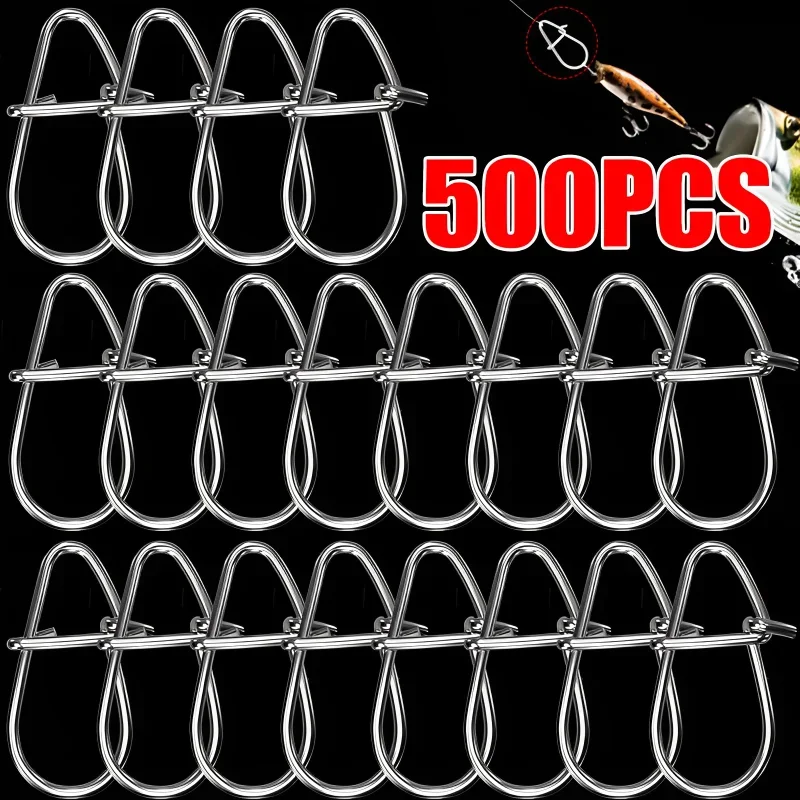 100/500pcs Stainless Steel Gourd Snap Safety Fast Clip Lock Pin Strong Pull Anti-corrosion Fishing Lure Rigs Connector tool