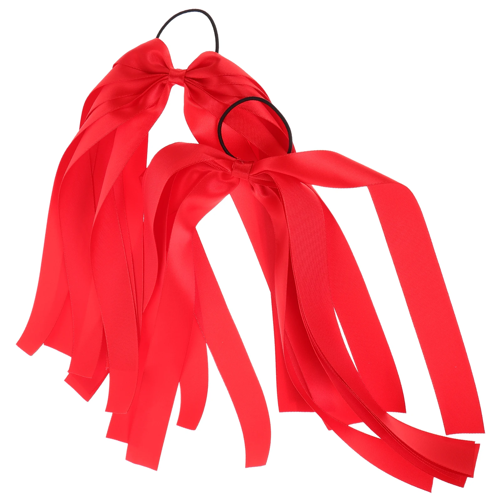 

2Pcs Ties Red Bows Bands Red Bows Ponytail Holders Silk Bowknot Hair Accessories Durable Bow Hair Rope Elastic