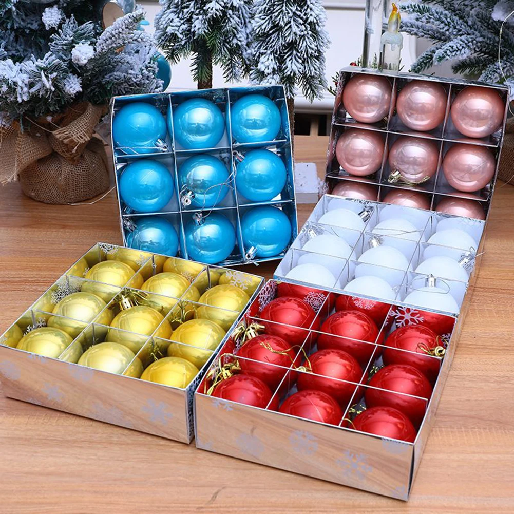 

Beautiful High Quality New Christmas Balls Christmas Decor 6cm Diameter 9Pcs/box Baubles Christmas Tree Pearl Ball Restaurant