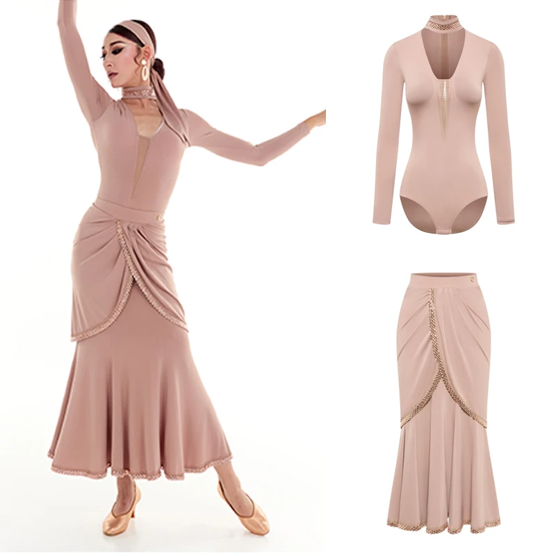 

Женская одежда для современных танцев DUYQ, боди для латинских танцев, длинная юбка, костюмы для латинских танцев для взрослых, костюм для бальных танцев SL13850