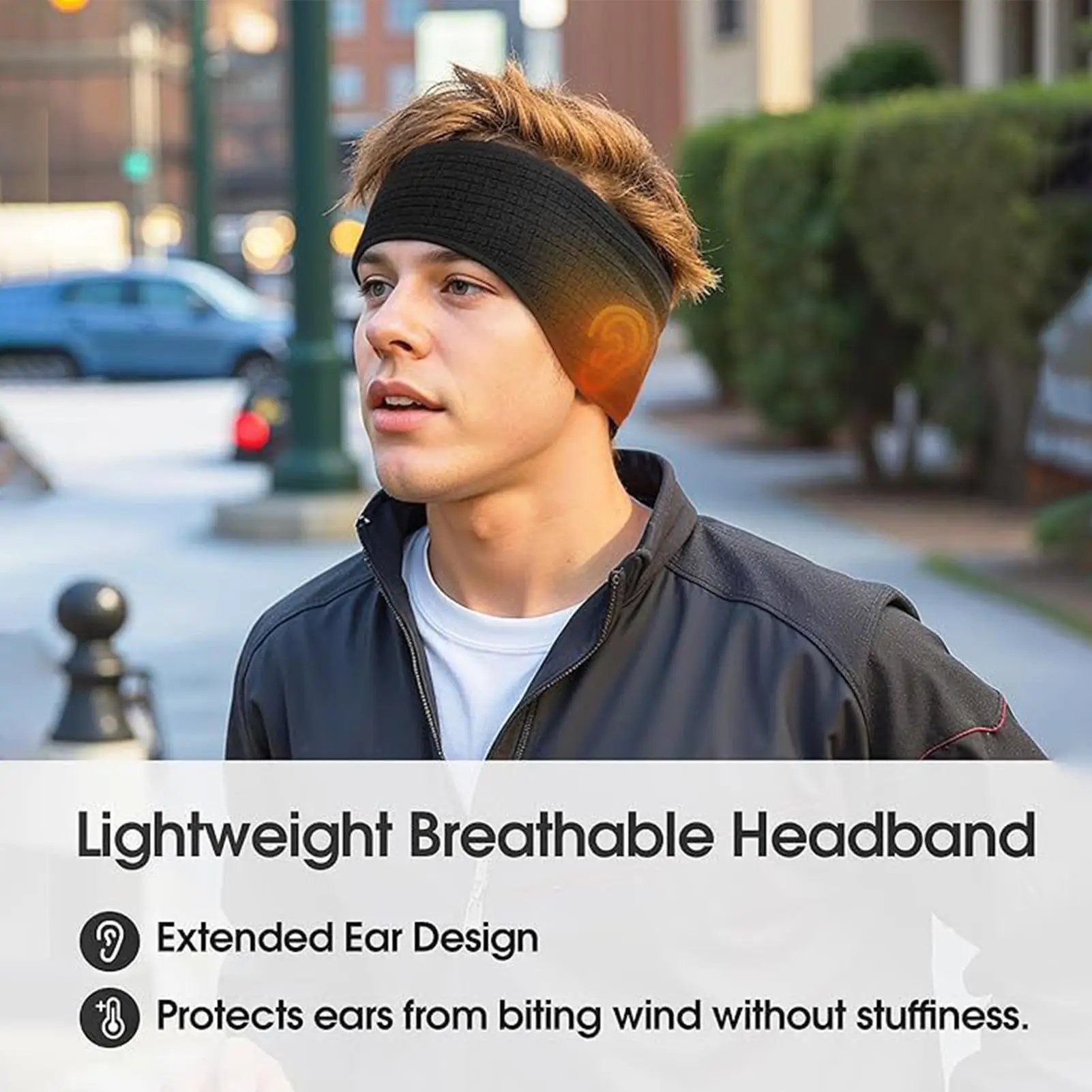 Thermal Ear Warmer Headband Windproof Stretchy for Men Women Running Skiing Cycling Commuting Winter Sports Outdoor Work Fitness