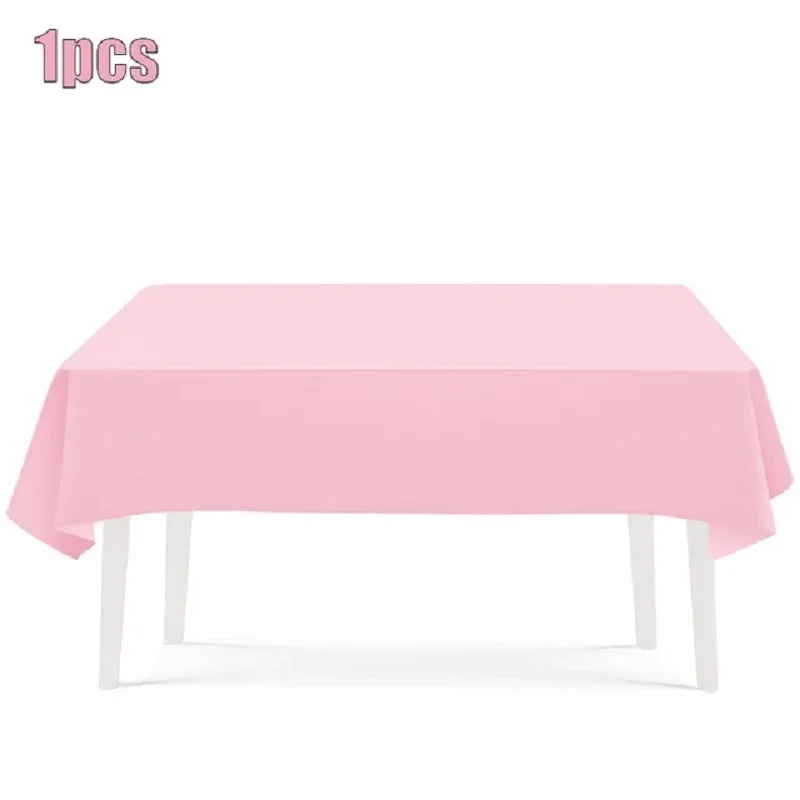 New Solid Color Party Set Light Pink Disposable Tableware Paper Cup Paper Plate Tablecloth For Kids Baby Shower Party Supplies