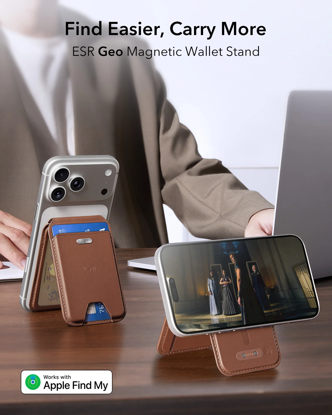 ESR Geo for Findmy Magsafe Wallet RFID Blocking Magnetic 5-Card Holder Storage Wallet Tracker for iPhone 17/16/15/14/13/12