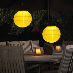 LED Solar Lantern Lamp Chinese Paper Lantern Decorative Festival Lantern Hanging Ball Paper Light Wedding Decoration Lantern