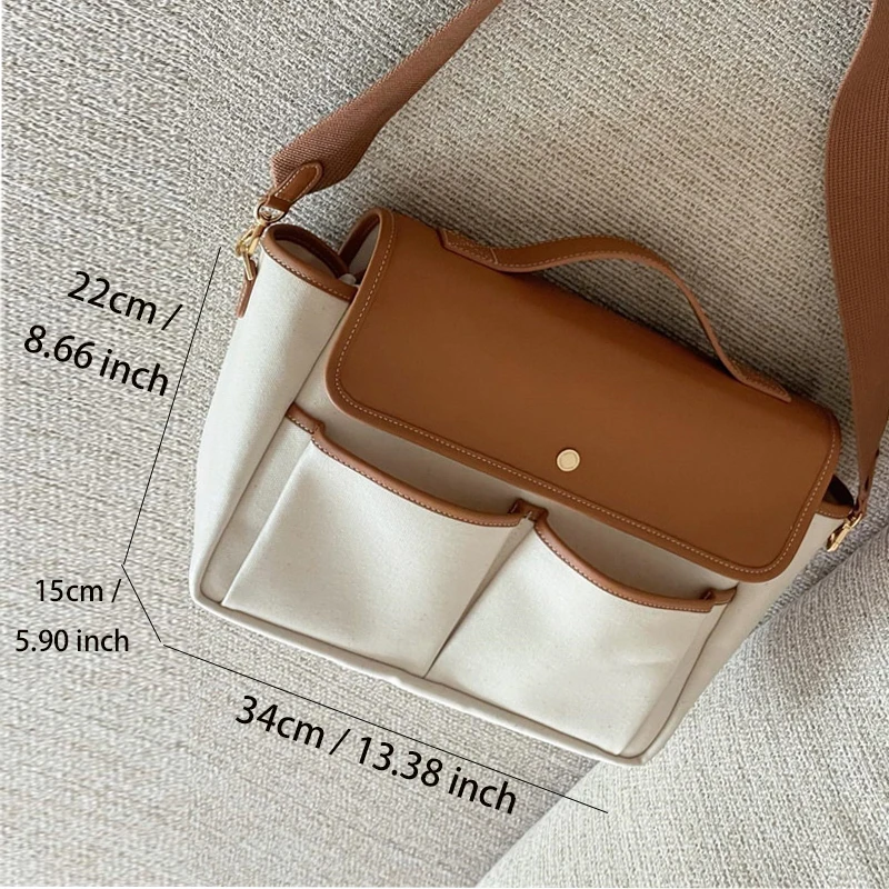 Ladies Bags Daily Outdoor Large-capacity Multi-compartment Mommy Crossbody Storage Bag Pure Cotton Canvas Women's Simple Handbag