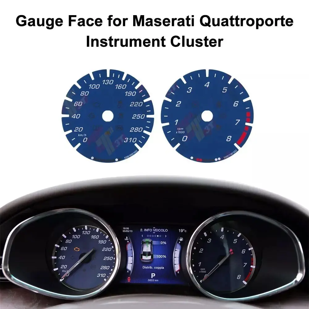 Anzeigefläche in den Farben Schwarz, Blau, Rot, Gelb für Maserati Quattroporte, Ghibli und Levante Instrument. – Detail 5