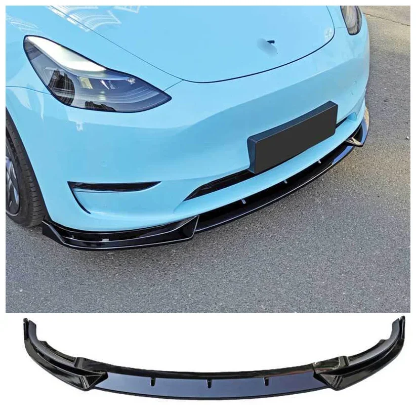 

High quality ABS front lip Glossy black front bumper lip splitter For Tesla Model Y 2020-2023