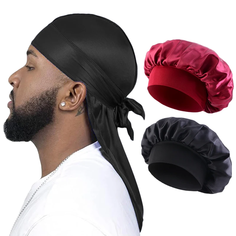 2/3 TEILE/LOS Männer Frauen Lange Schwanz Kopf Schal Headwrap Motorhaube Nacht Hut Seide Durag Pirate Hut Unisex Schlafen bandana Turban Hijab – Detail 15