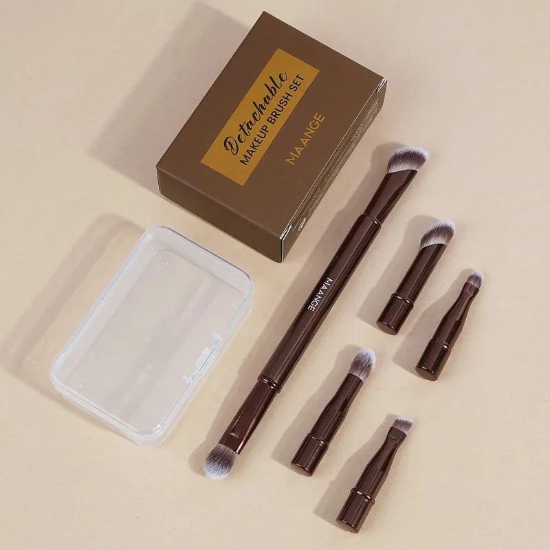Conjunto de pincéis de maquiagem de ponta dupla, destacável, contorno de viagem, corretivo, sombra, rosto, ferramentas cosméticas com caixa