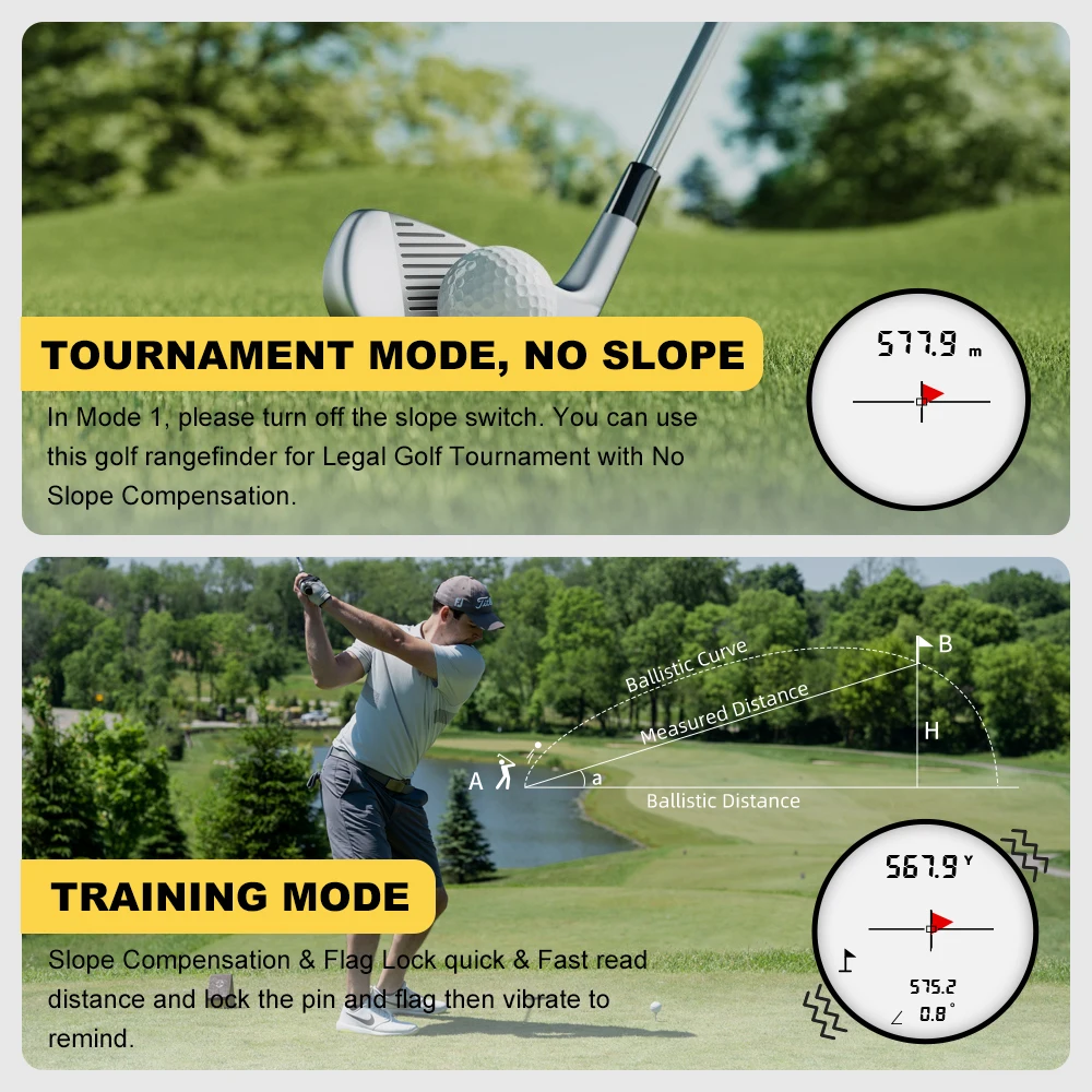 REVASRI 650YDS جهاز تحديد المدى بالليزر للجولف مع مفتاح منحدر، اهتزاز قفل العلم، جهاز قياس المسافة بالليزر من النوع C #6