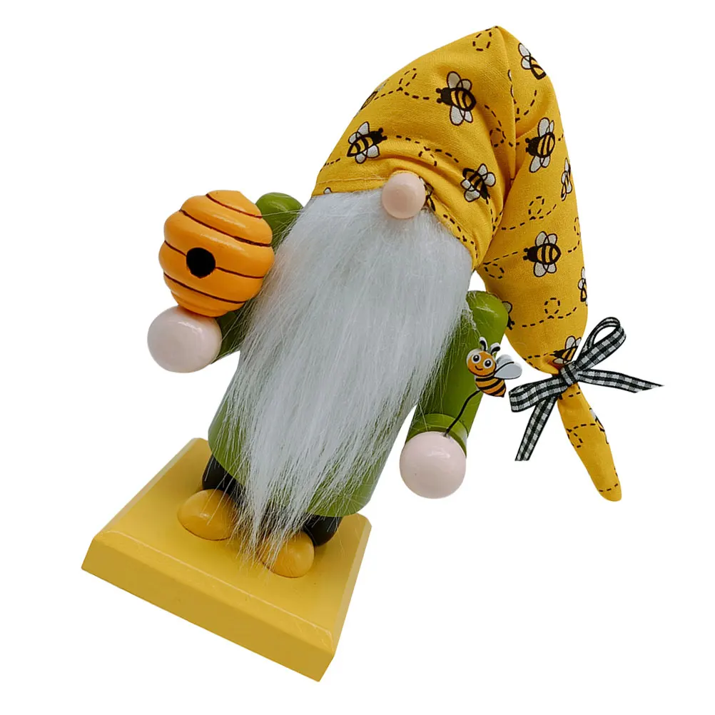 

Bee Dwarf Gnome Statue Home Decor Figure Desktop Ornaments Wood Fabric Lightweight Compact Stable Base Bee