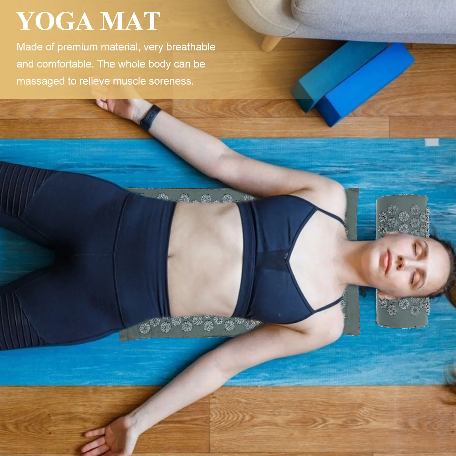 

2 шт. массажные подушки-маты, легкие, складные, моющиеся, для снятия боли, с акупунктурными точками, нескользящие, с хлопковым наполнителем, материал ABS, для хранения