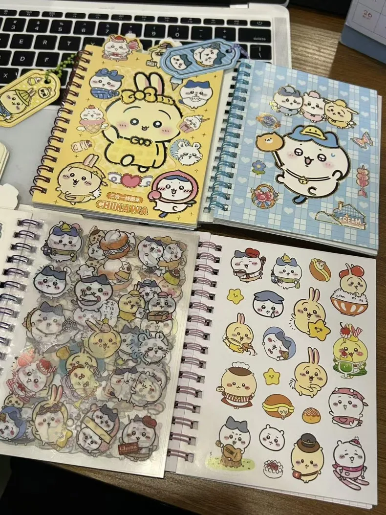 دفتر ملاحظات حلزوني كرتوني من Chiikawa Kawaii مع ملصقات لطيفة لمجلة مذكرات الطالب هدية قرطاسية للأطفال البنات #6