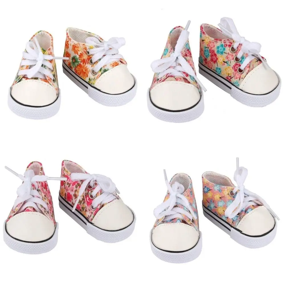 Canvas Cloth 7cm Shoes For 18 Inch American And 43cm New Born Baby Doll Shoes Clothes Accessories For Our generation Girl Dolls