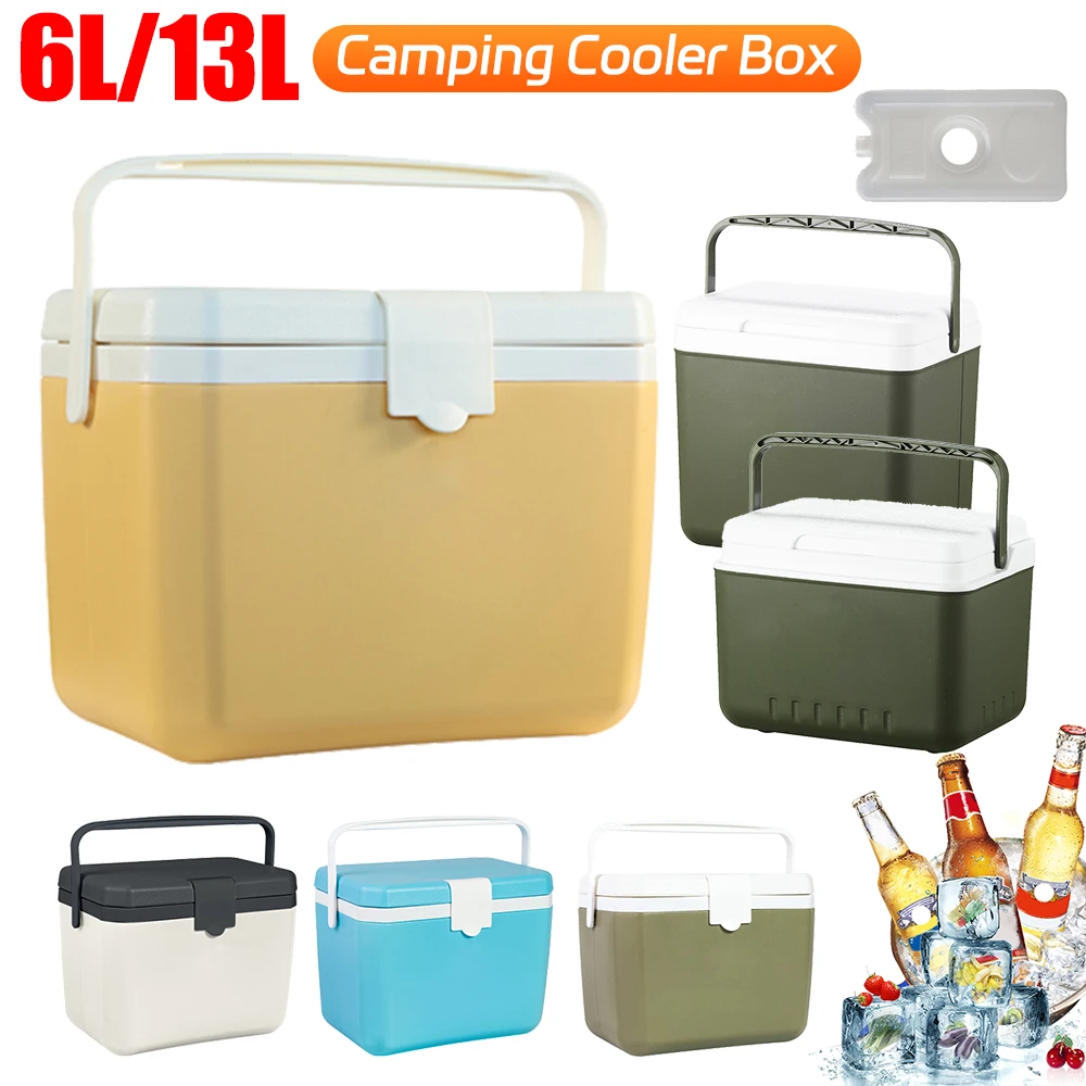 6L/13L Camping Cooler Box Portable Thermal Incubator Refrigerator Picnic Lunch Box Ice Bucket Outdoor BBQ Fishing Car Ice Chest