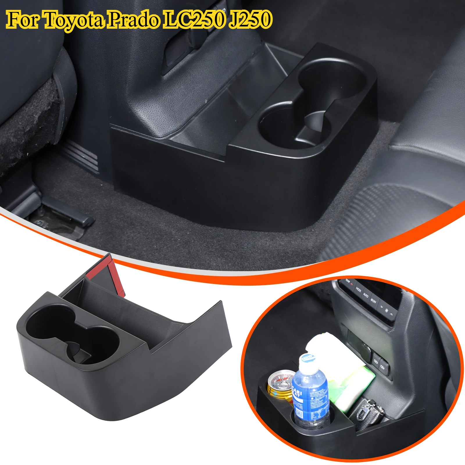 For Toyota Prado/J250 2024+ rear drainage cup storage box Water cup accessories under the second discharge air outlet ABS 1pcs