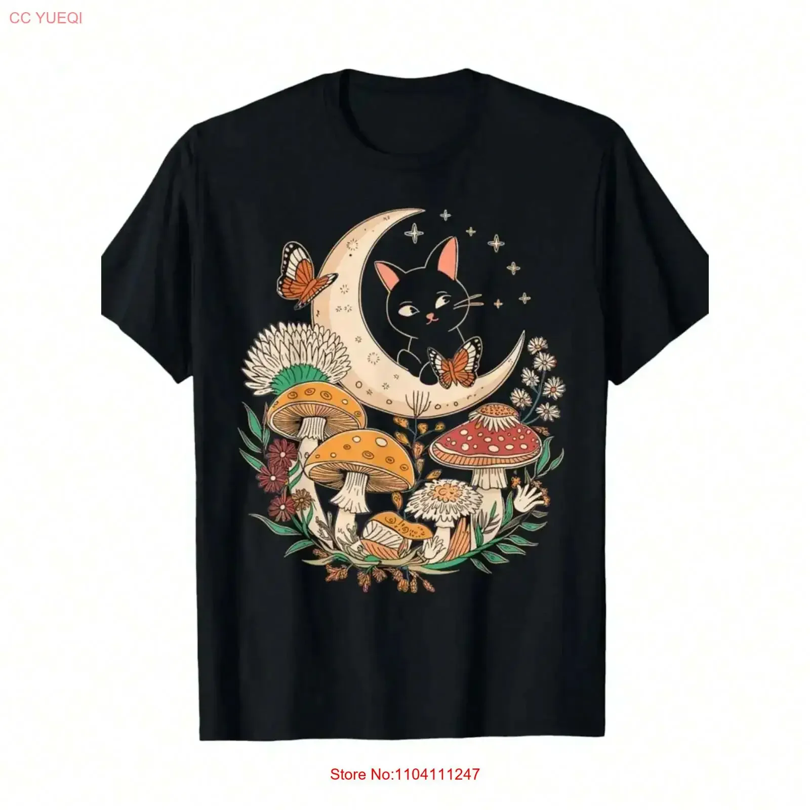 Cotton T shirt Aesthetic Mushroom Cat Fairy Tale Core Goblin vintage Washed homme Top For Everyday Wear designer clothes