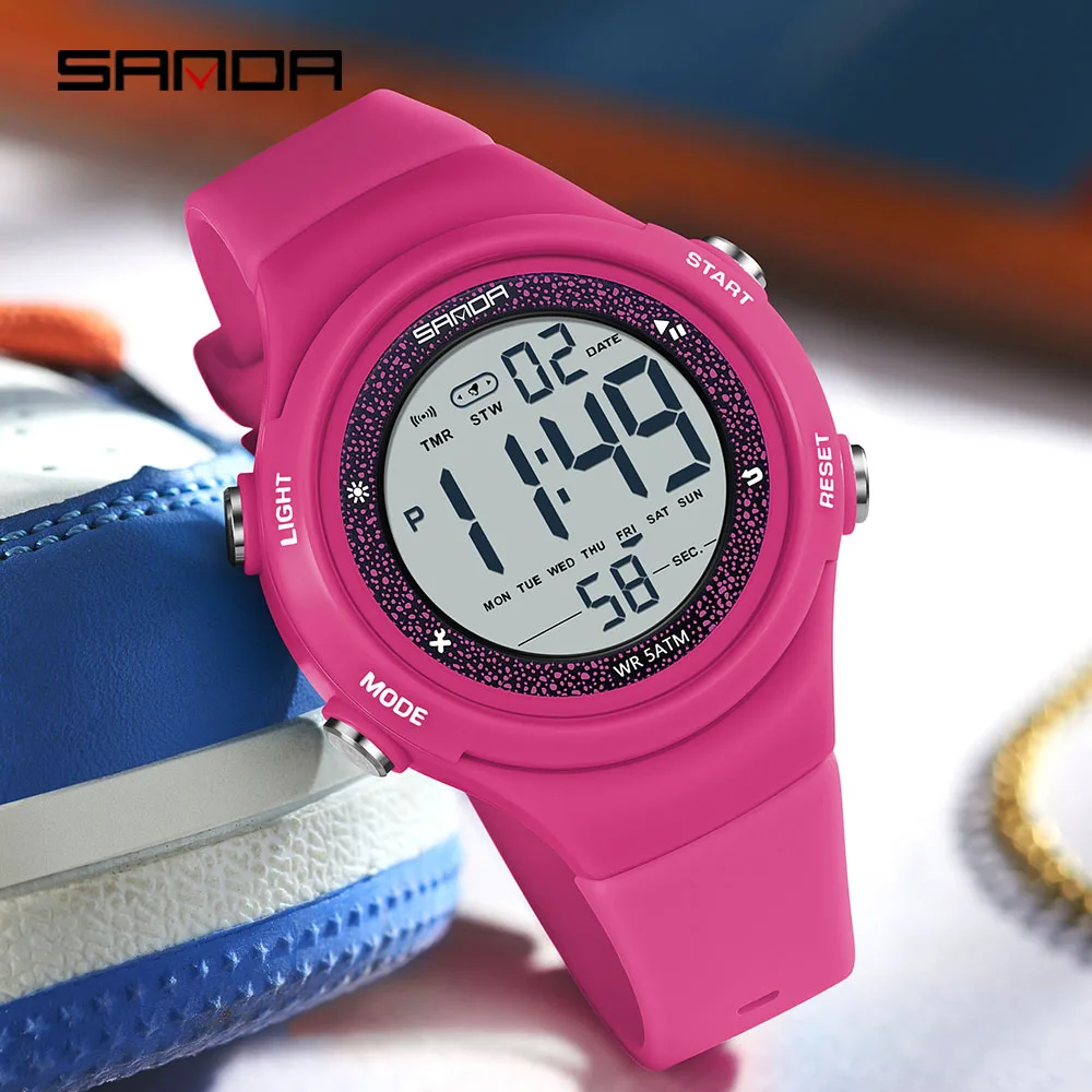 Sanda 6372 New Electronic Watch Stylish Waterproof colorful Lights Student Watch Popular Sports Manandwomen Watch 2026