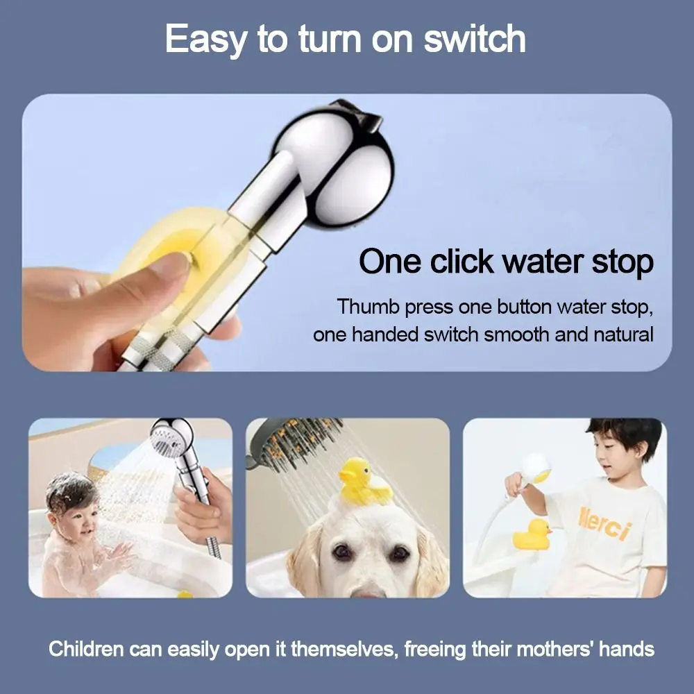 Plastic Shower Head Arm Diverter One-Button Flow Limiter Sprayer Shut-Off Switch Water Pressure Control Water Flow Regulator