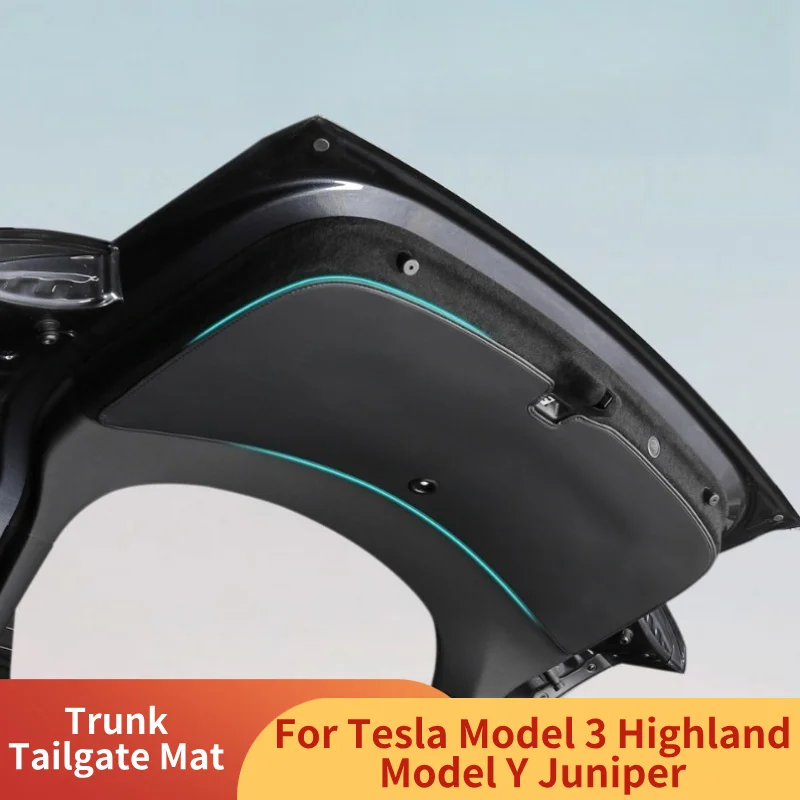 

Trunk Tailgate Mat for Tesla Model 3 Highland Model Y Juniper 2025 Tailgate Protective Leather Pad Interior Trim Car Accessories