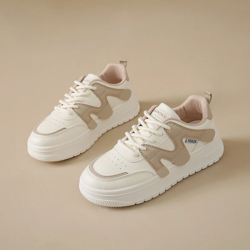 

Women PU Leather Platform Sneakers 4.5CM Thick Sole Breathable Comfortable Walking Shoes Non Slip Casual Athletic Footwear