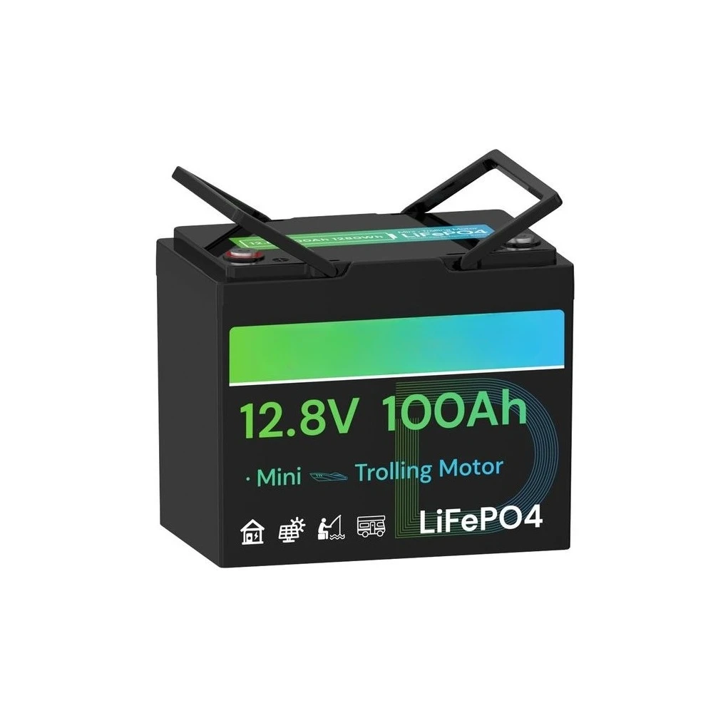 

12V 100Ah Mini LiFePO4 Battery Group 24, 12.8V Lithium Battery with 100A BMS, LowTemp Protection 10 Years Lifespan for Trolling