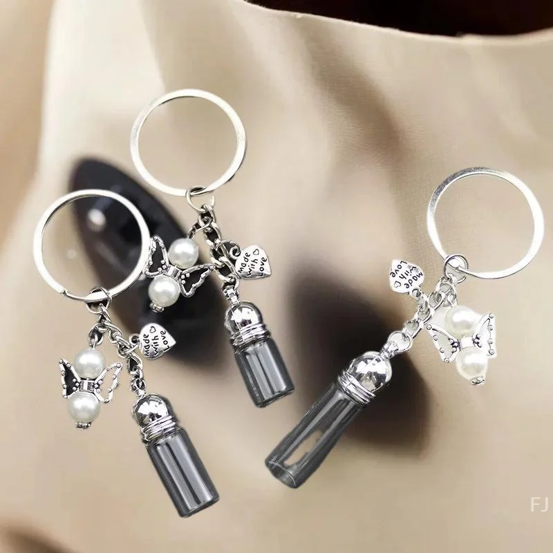 [YU] الزجاج زجاجة فارغة المفاتيح قلادة شفافة الزيوت الأساسية العطور الجرار زجاجة متمنيا صغيرة المفاتيح DIY بها بنفسك الحرف اليدوية